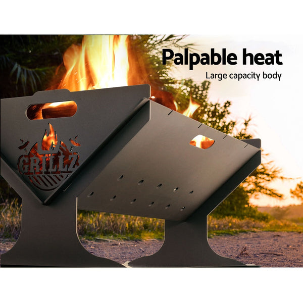 Grillz Fire Pit BBQ Outdoor Camping Portable Patio Heater Folding Packed Steel freeshipping - Awezingly