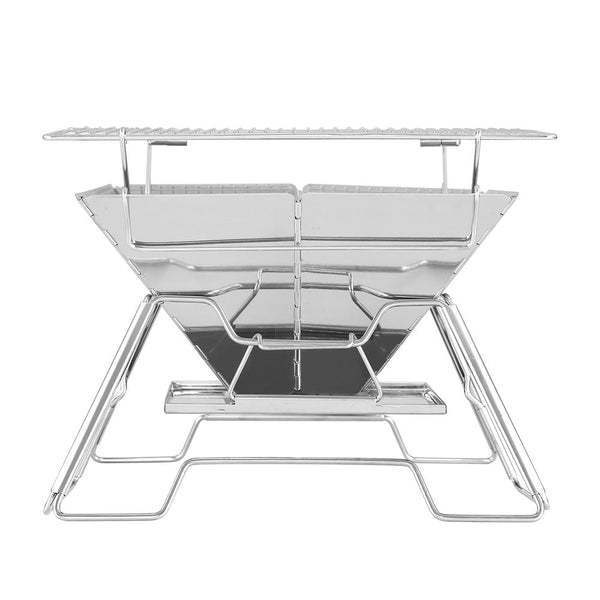 Grillz Camping Fire Pit BBQ 2-in-1 Grill Smoker Outdoor Portable Stainless Steel Grillz