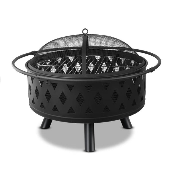Grillz 32 Inch Portable Outdoor Fire Pit and BBQ - Black freeshipping - Awezingly