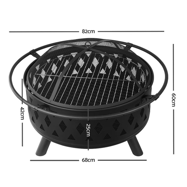 Grillz 32 Inch Portable Outdoor Fire Pit and BBQ - Black freeshipping - Awezingly