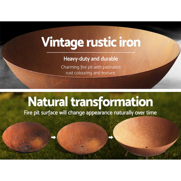 Grillz Fire Pit Charcoal Camping Rustic Burner Garden Outdoor Iron Bowl 70CM freeshipping - Awezingly