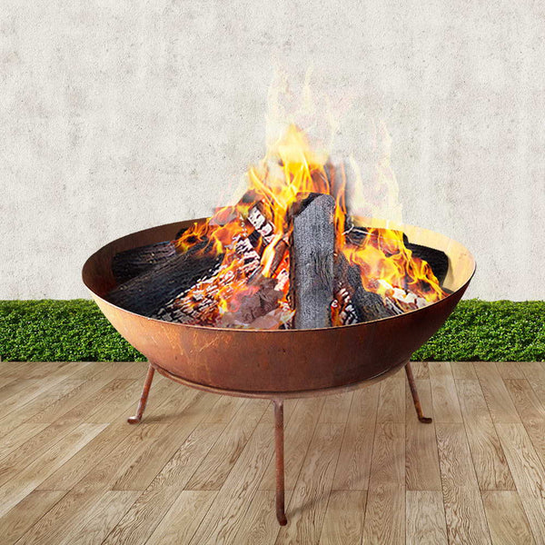 Grillz Fire Pit Charcoal Camping Rustic Burner Garden Outdoor Iron Bowl 70CM freeshipping - Awezingly