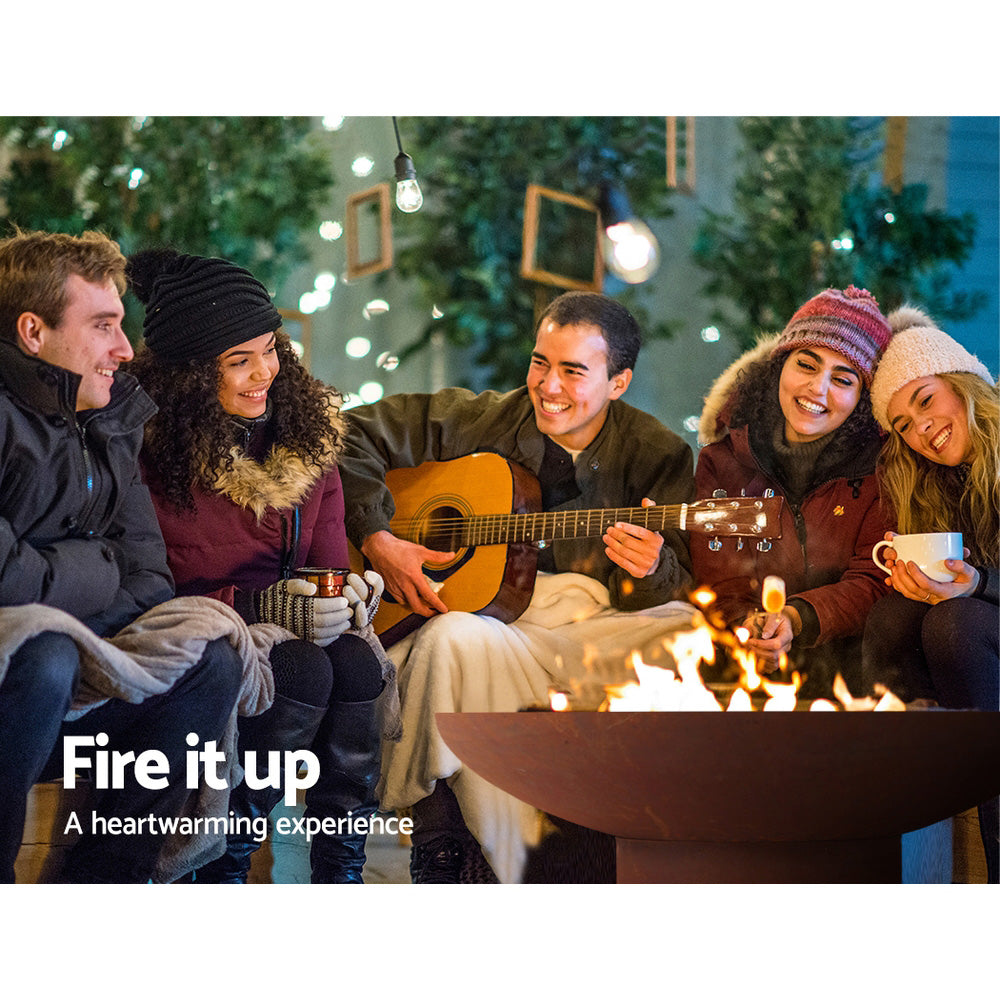 Grillz  70CM Rustic Fire Pit Vintage Campfire Wood Burner Rust Outdoor Iron Bowl freeshipping - Awezingly
