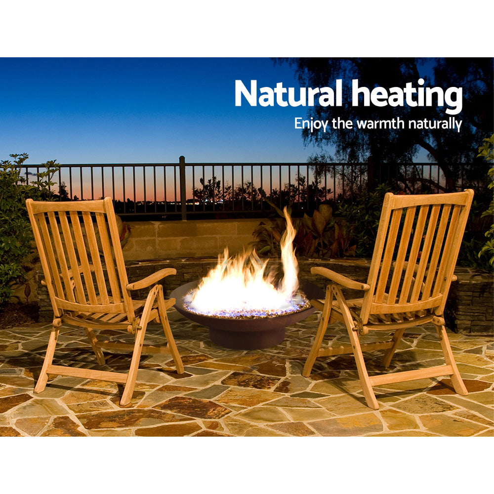 Grillz  70CM Rustic Fire Pit Vintage Campfire Wood Burner Rust Outdoor Iron Bowl freeshipping - Awezingly