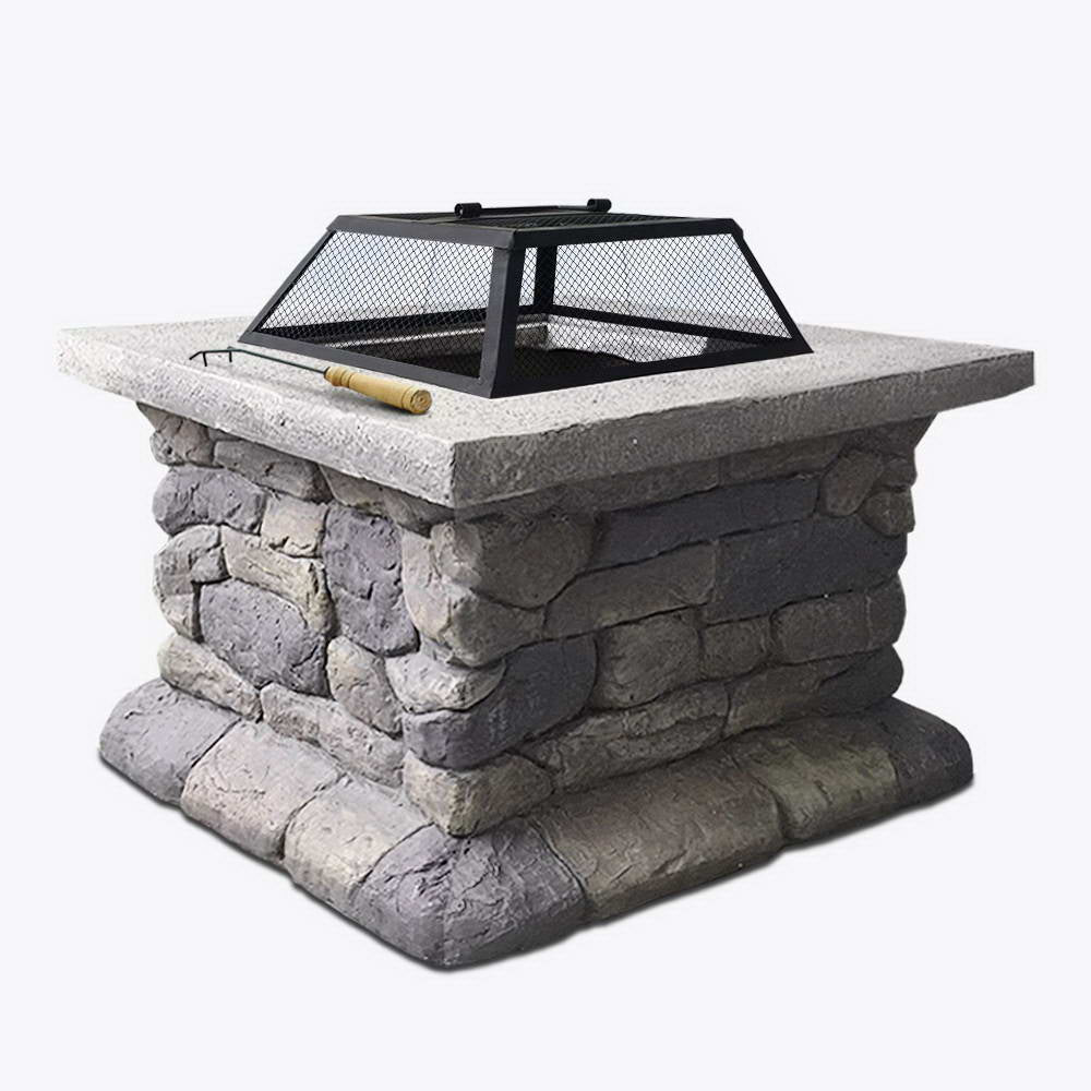 Grillz Fire Pit Outdoor Table Charcoal Garden Fireplace Backyard Firepit Heater Grillz