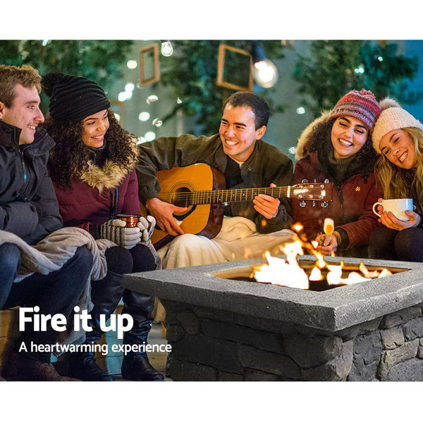 Grillz Fire Pit Outdoor Table Charcoal Garden Fireplace Backyard Firepit Heater Grillz