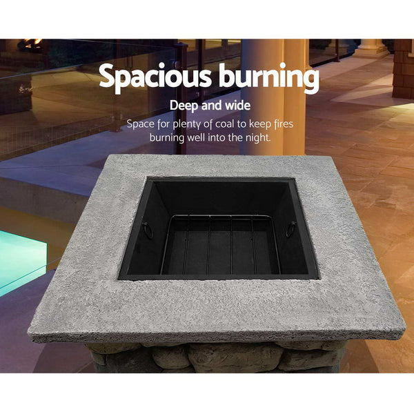 Grillz Fire Pit Outdoor Table Charcoal Garden Fireplace Backyard Firepit Heater Grillz