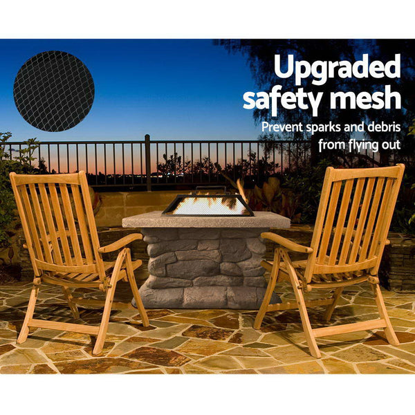 Grillz Fire Pit Outdoor Table Charcoal Garden Fireplace Backyard Firepit Heater Grillz