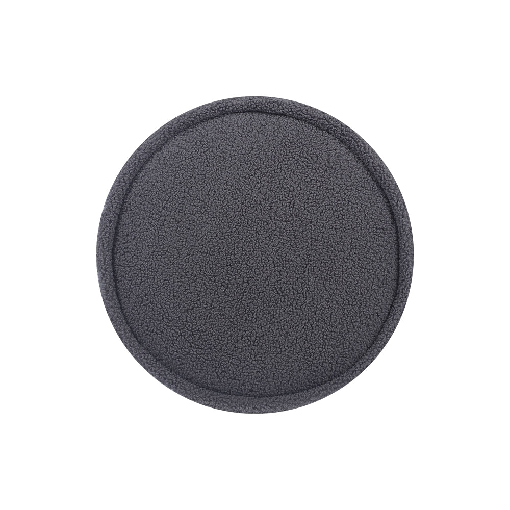 Artiss Ottoman Round Foot Stool Teddy Fabric Foot Rest Padded Seat Charcoal Artiss