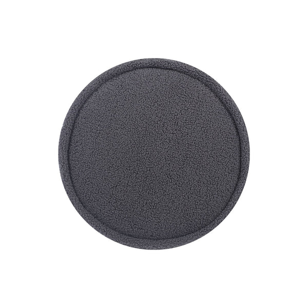 Artiss Ottoman Round Foot Stool Teddy Fabric Foot Rest Padded Seat Charcoal Artiss