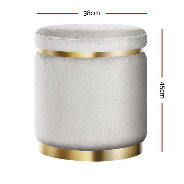 Round Velvet Ottoman Foot Stool Foot Rest Pouffe Pouf Padded Seat Living Room freeshipping - Awezingly