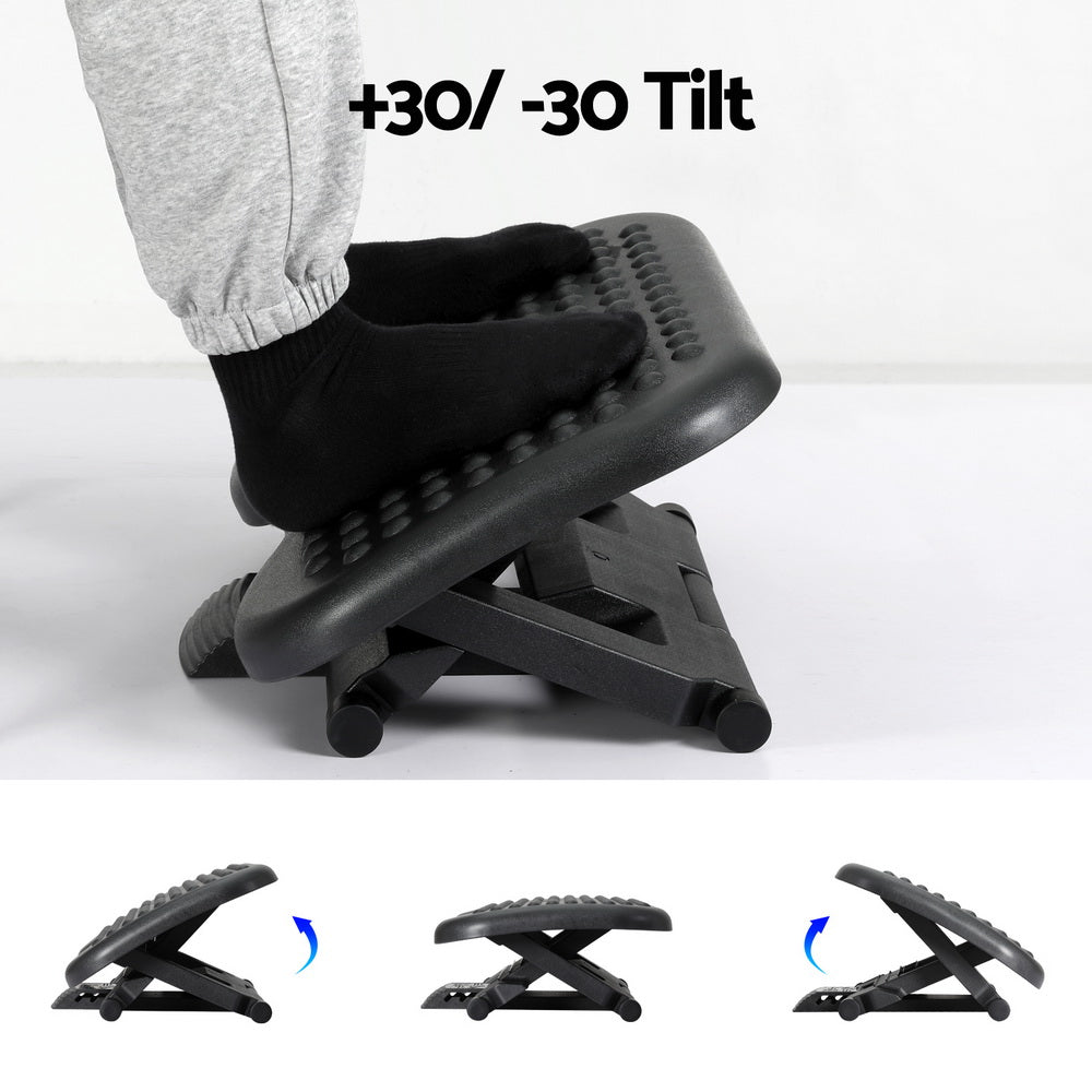 Artiss Foot Rest Stool Office Under Desk Angle Adjustable Footrest Massage Black Artiss
