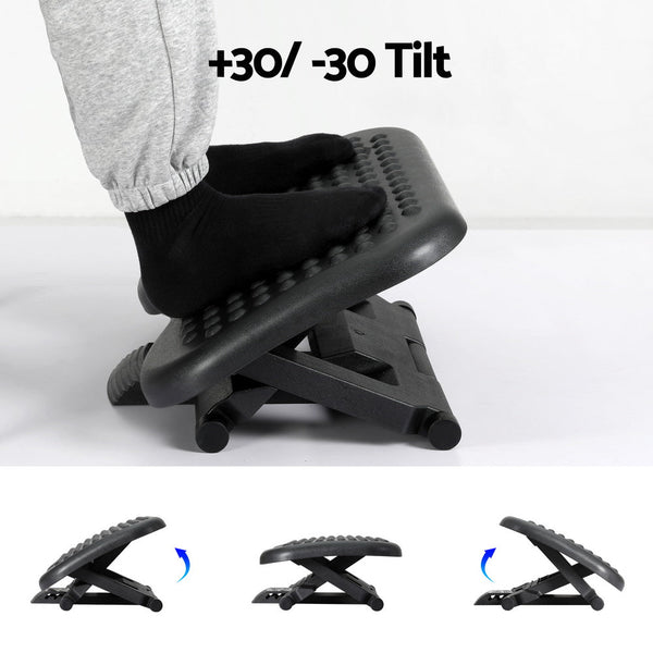 Artiss Foot Rest Stool Office Under Desk Angle Adjustable Footrest Massage Black Artiss