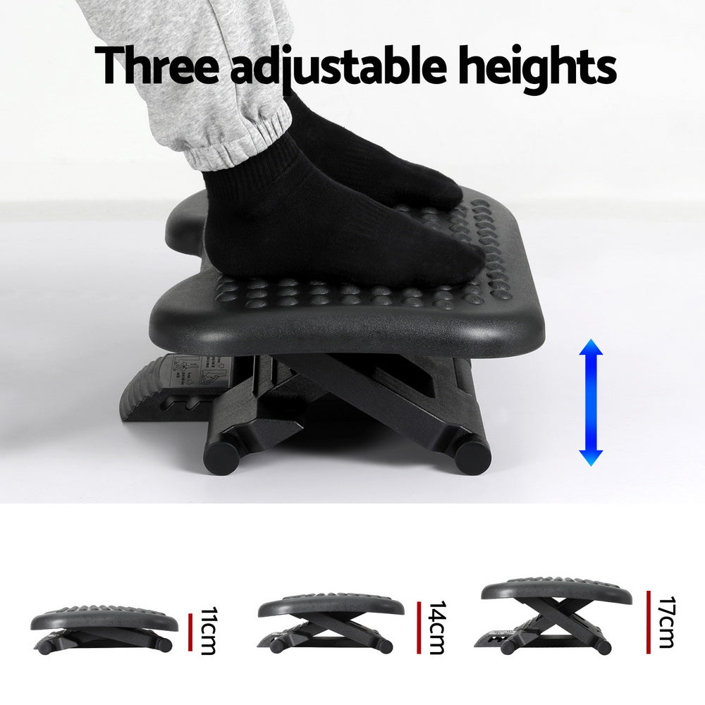 Artiss Foot Rest Stool Office Under Desk Angle Adjustable Footrest Massage Black Artiss