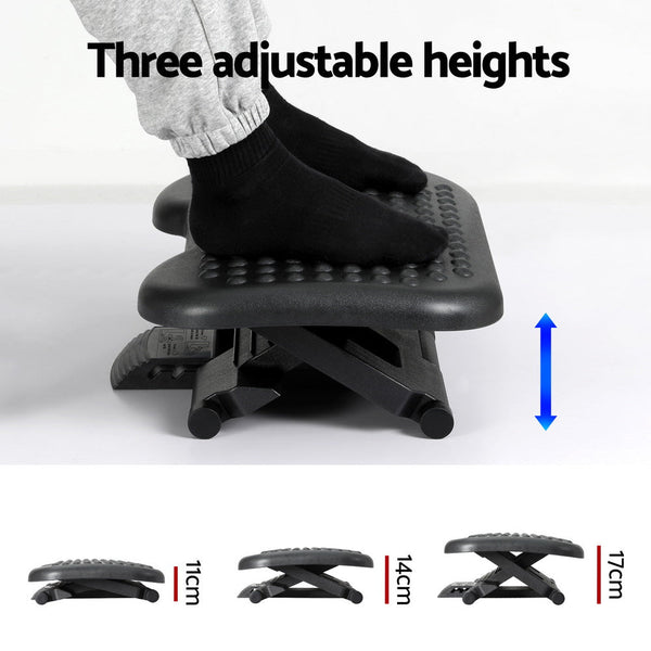 Artiss Foot Rest Stool Office Under Desk Angle Adjustable Footrest Massage Black Artiss