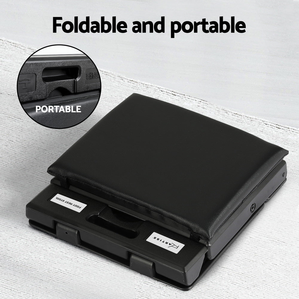 Artiss Foot Rest Stool Office Under Desk Fold Footrest Massage Cushion Pad Black Artiss