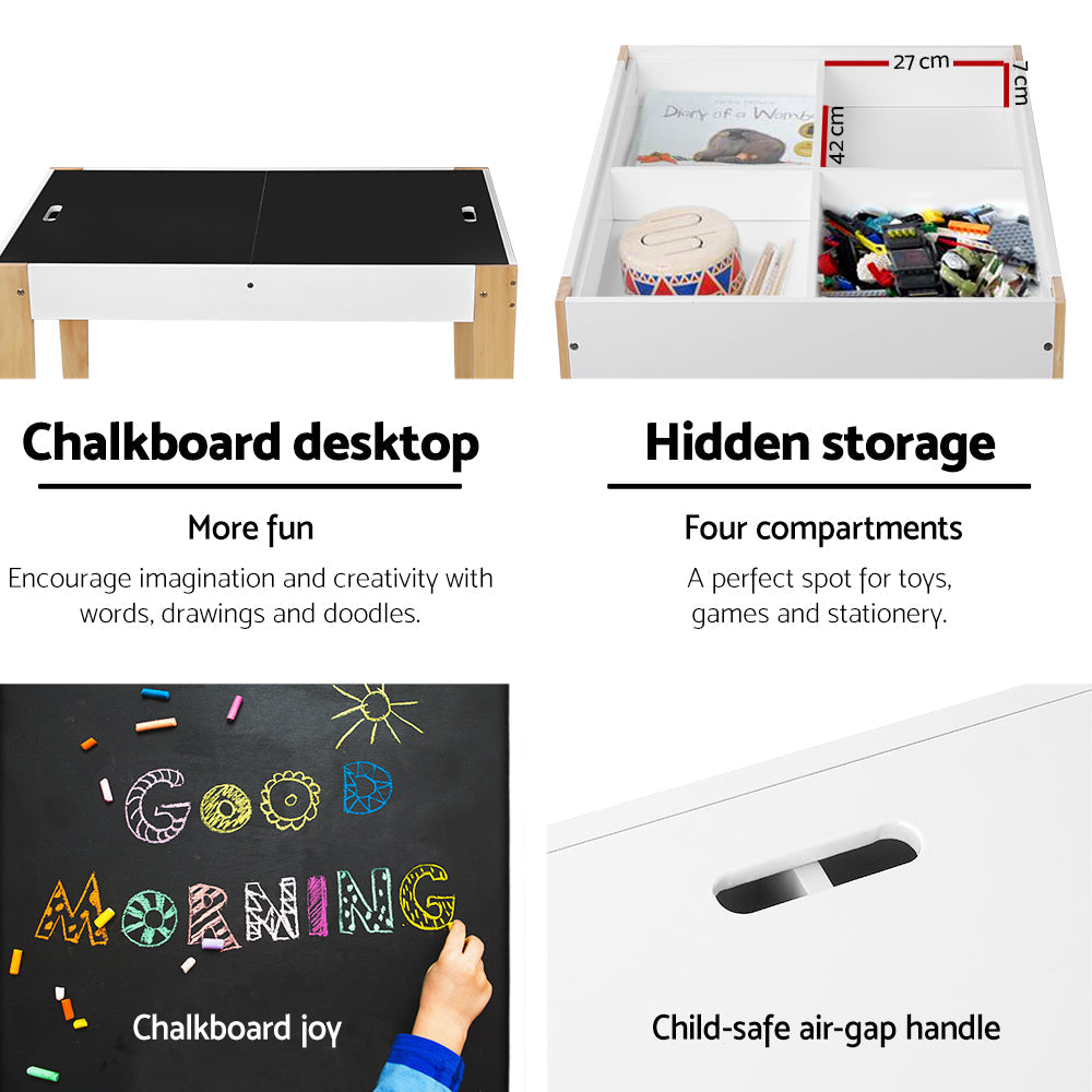 Keezi Kids Table Chair Set Children Storage Study Desk Toy Play Game Chalkboard Keezi