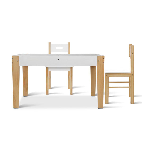 Keezi Kids Table and Chair Storage Desk - White & Natural Keezi
