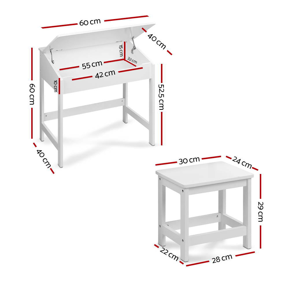 Keezi Kids Table and Chairs Set Children Drawing Writing Desk Storage Keezi