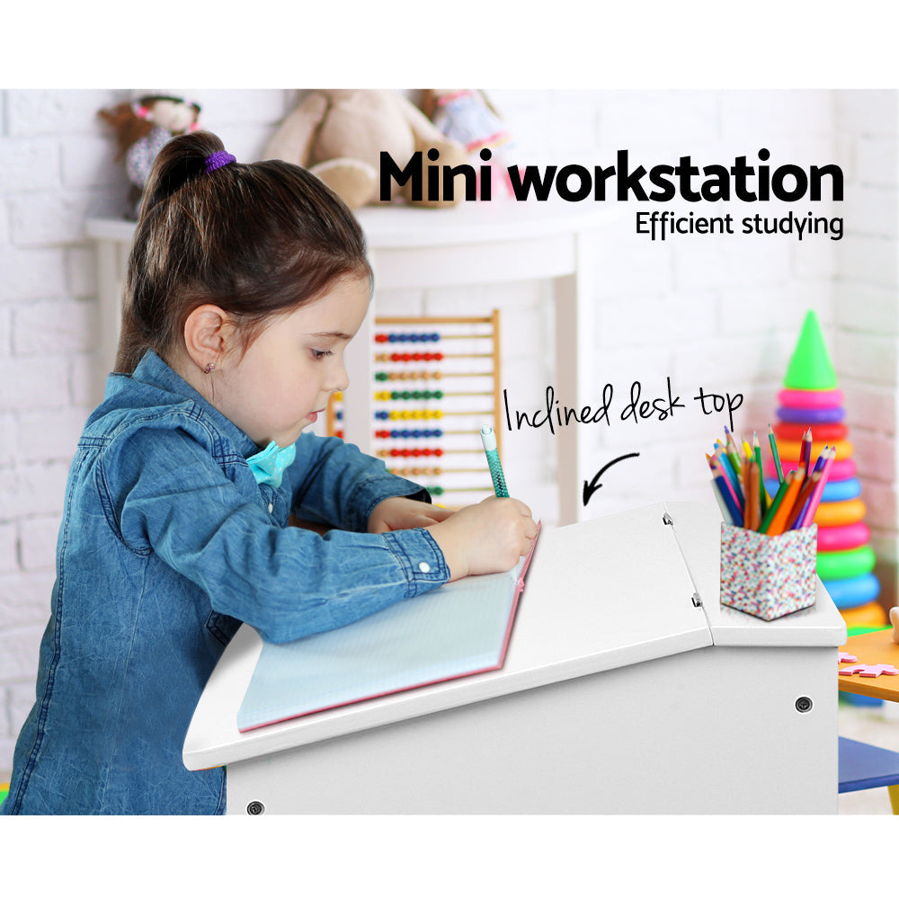 Keezi Kids Table and Chairs Set Children Drawing Writing Desk Storage Keezi