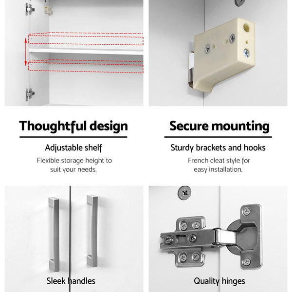 Artiss Bathroom Kitchen Bedroom Cabinet Storage Unit Cupboard Organizer White freeshipping - Awezingly