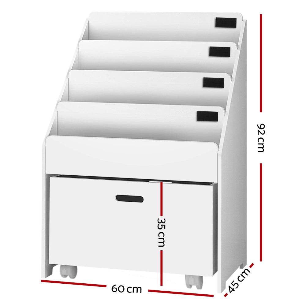 Keezi Kids Bookshelf Storage Organiser Bookcase Drawers Children Display Shelf Keezi
