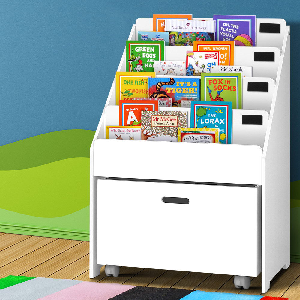Keezi Kids Bookshelf Storage Organiser Bookcase Drawers Children Display Shelf Keezi