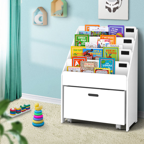 Keezi Kids Bookshelf Storage Organiser Bookcase Drawers Children Display Shelf Keezi