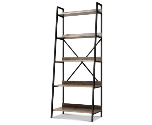 Artiss Bookshelf 5Tier Metal Bookcase Bookshelves Oak Book Shelf Display Storage freeshipping - Awezingly