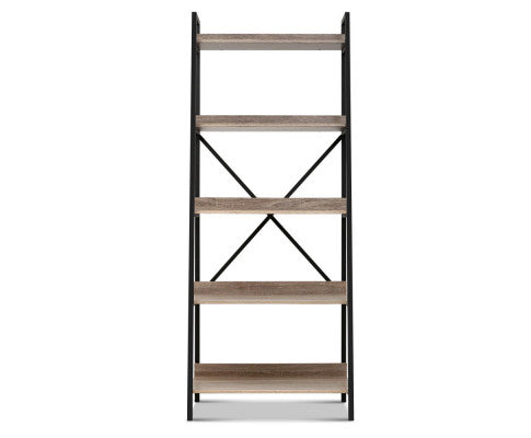 Artiss Bookshelf 5Tier Metal Bookcase Bookshelves Oak Book Shelf Display Storage freeshipping - Awezingly