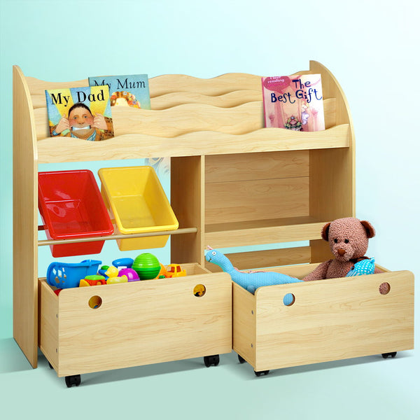 Keezi Kids Bookshelf Children Bookcase Toy Storage Box Organiser Display Rack Keezi