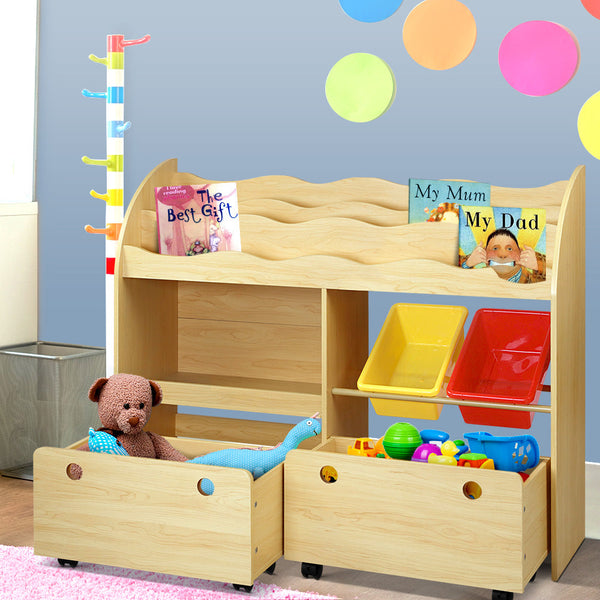 Keezi Kids Bookshelf Children Bookcase Toy Storage Box Organiser Display Rack Keezi