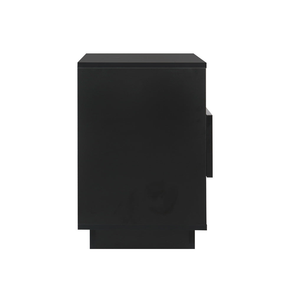 Artiss Bedside Tables Side Table RGB LED Drawers Nightstand High Gloss Black Artiss