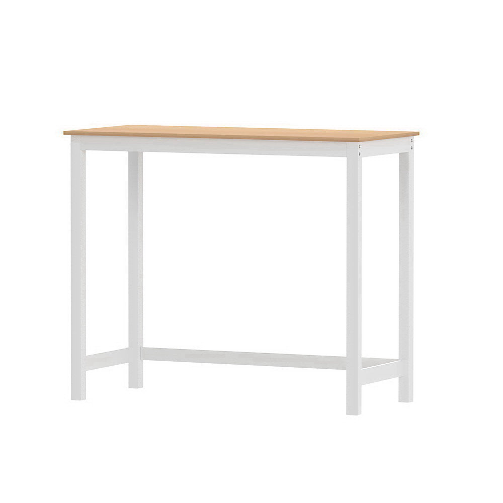 Artiss Bar Table Ari Dining Desk High Solid Wood Kitchen Shelf Wooden White Cafe Artiss