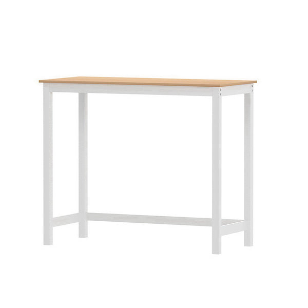 Artiss Bar Table Ari Dining Desk High Solid Wood Kitchen Shelf Wooden White Cafe Artiss