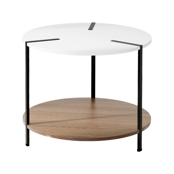 Artiss Coffee Table Side Table Round White Cedric Artiss
