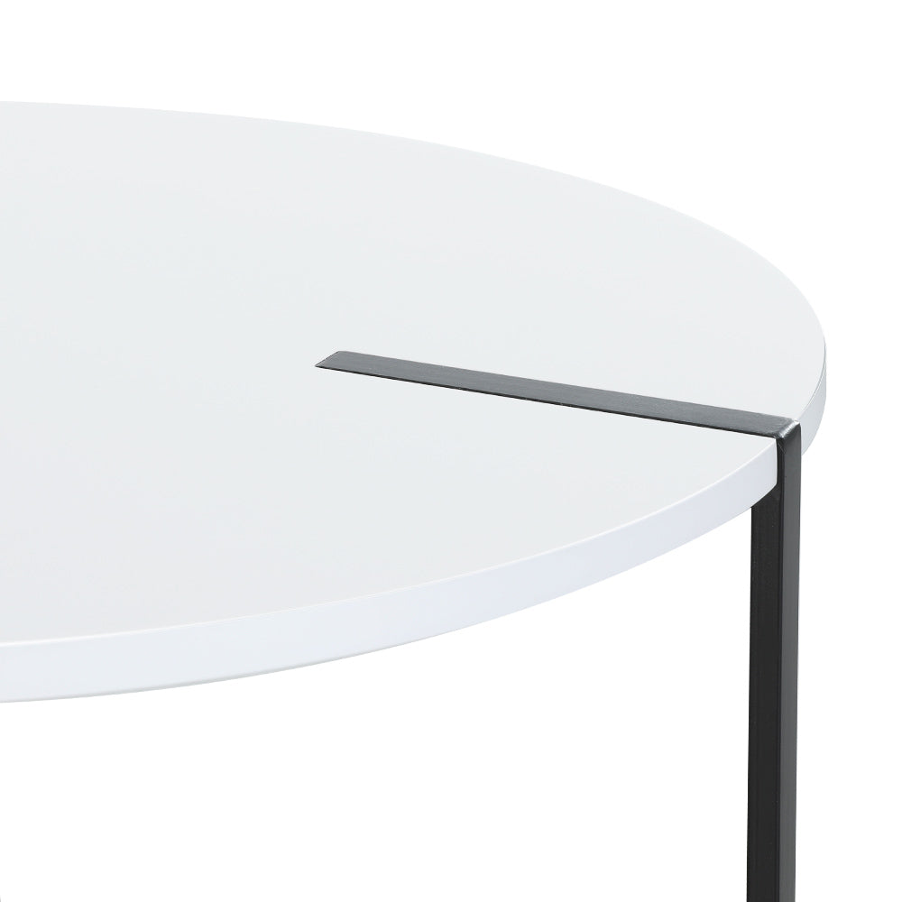 Artiss Coffee Table Side Table Round White Cedric Artiss