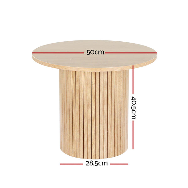Artiss Coffee Table Round Side Table Fluted Base PIIA Artiss