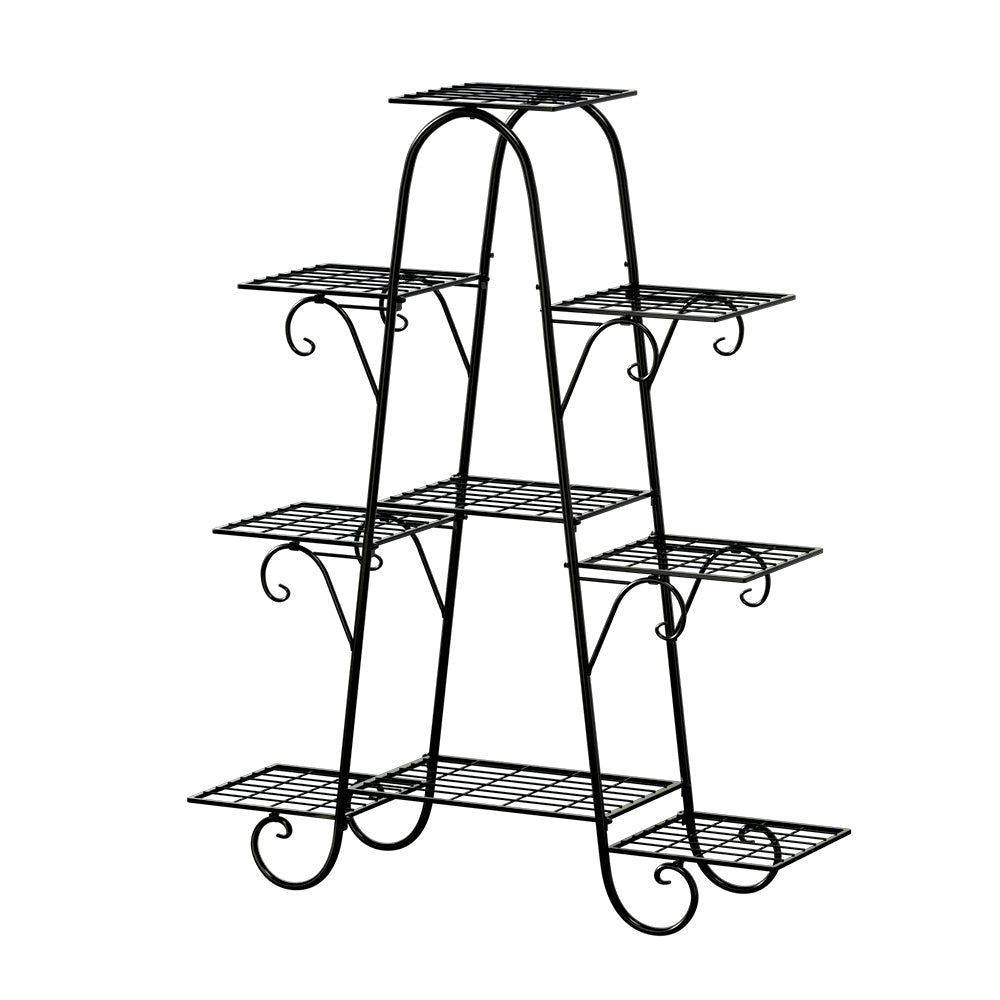 Artiss Plant Stand Outdoor Indoor Metal Flower Pots Rack Corner Shelf Black Artiss