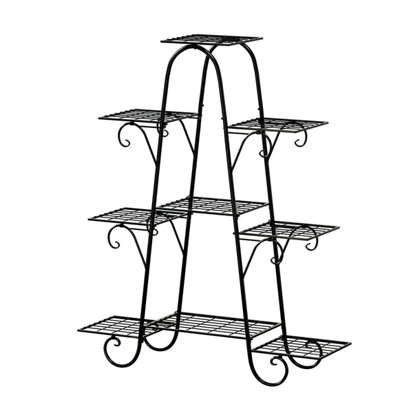 Artiss Plant Stand Outdoor Indoor Metal Flower Pots Rack Corner Shelf Black Artiss