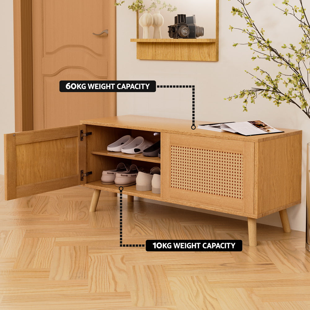 Artiss Shoe Bench Up to 10 Pairs Rattan Starlyn Artiss