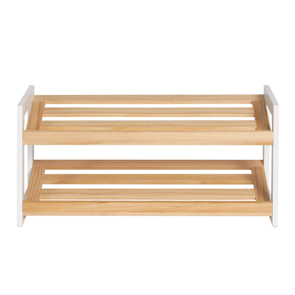 Artiss Shoe Rack Wooden Storage 2 Tier Tilted Shelves Stand Organizer Kara Artiss