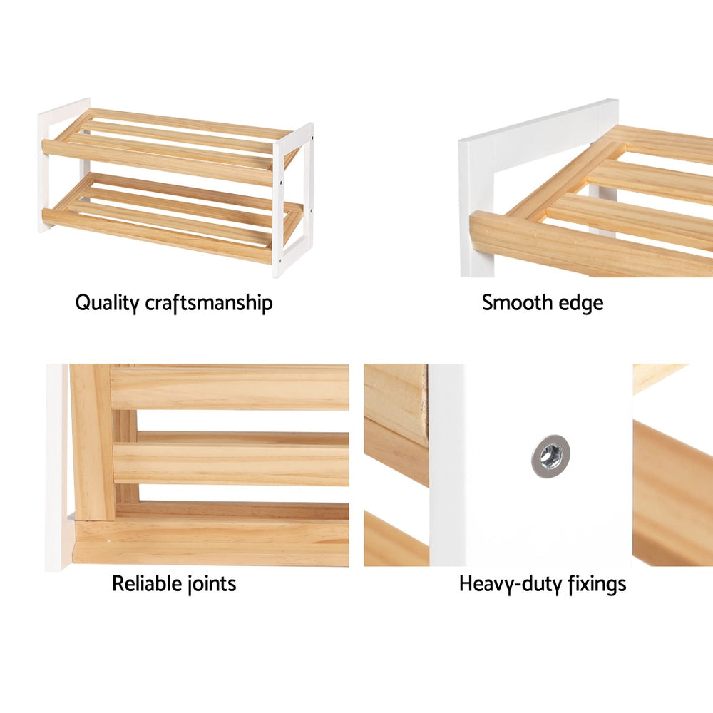 Artiss Shoe Rack Wooden Storage 2 Tier Tilted Shelves Stand Organizer Kara Artiss