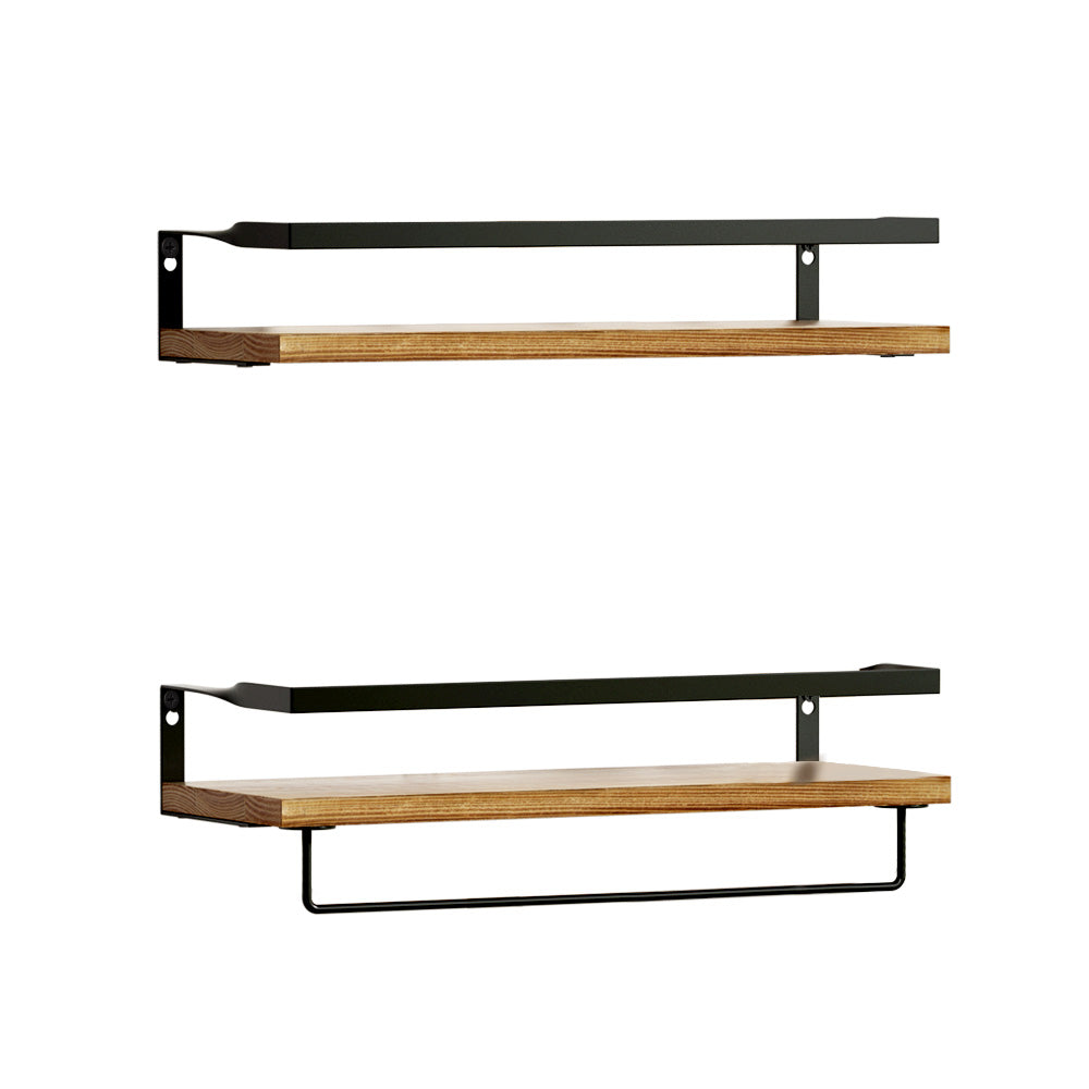 Artiss 2x Floating Wall Shelves Brackets Towel Rail Rack DIY Wall Mount Rack Artiss