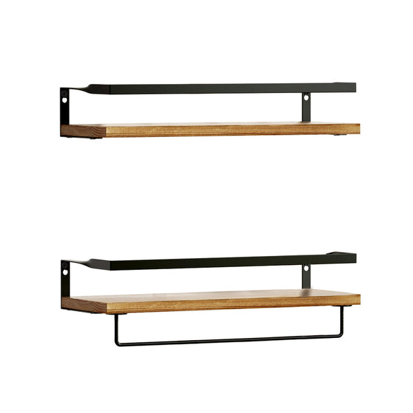 Artiss 2x Floating Wall Shelves Brackets Towel Rail Rack DIY Wall Mount Rack Artiss