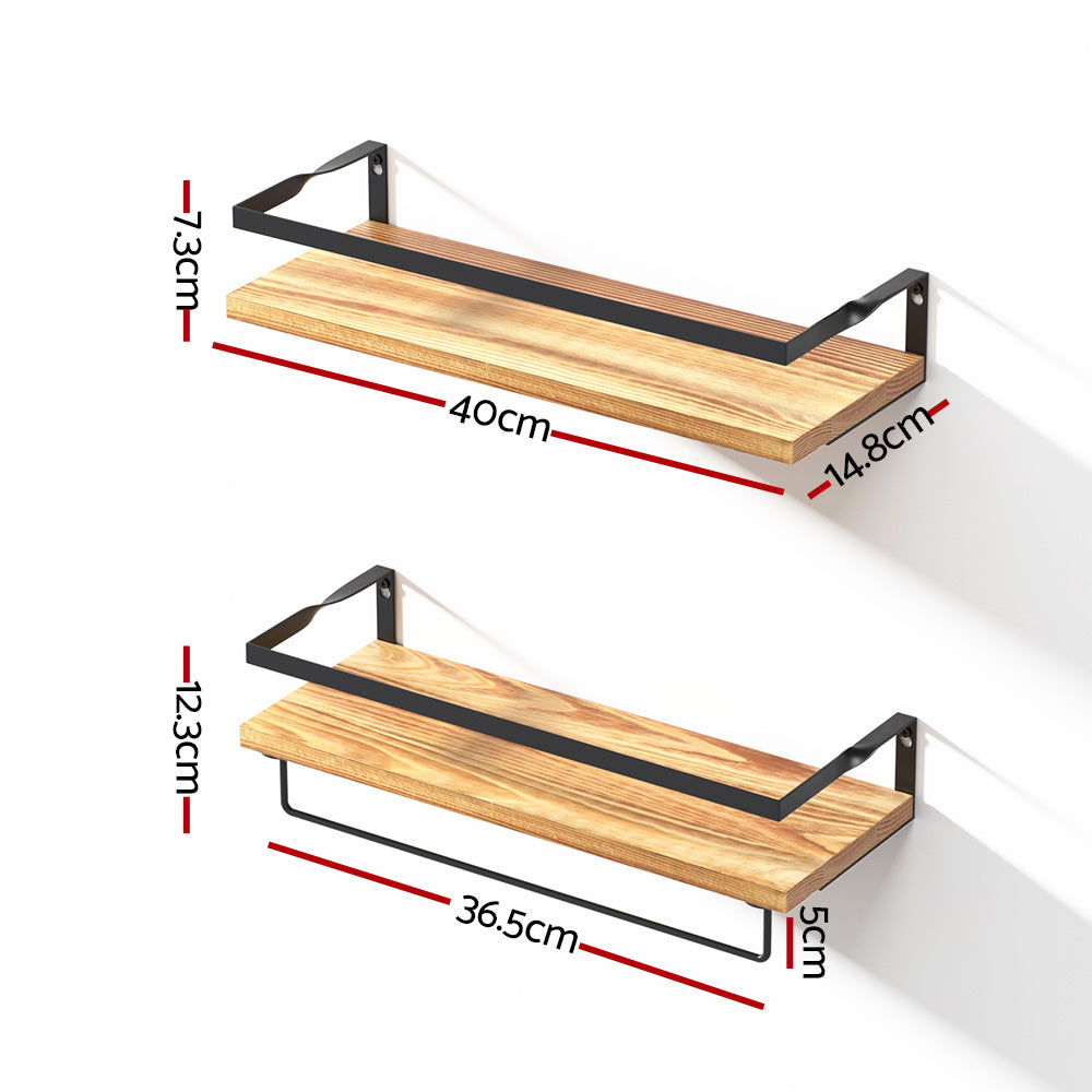 Artiss 2x Floating Wall Shelves Brackets Towel Rail Rack DIY Wall Mount Rack Artiss