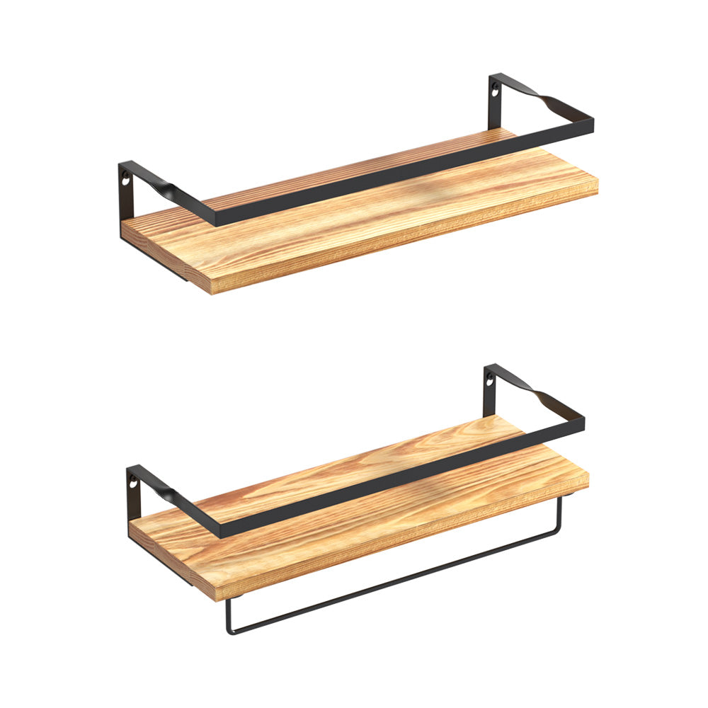 Artiss 2x Floating Wall Shelves Brackets Towel Rail Rack DIY Wall Mount Rack Artiss