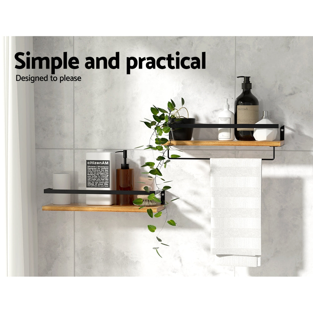 Artiss 2x Floating Wall Shelves Brackets Towel Rail Rack DIY Wall Mount Rack Artiss
