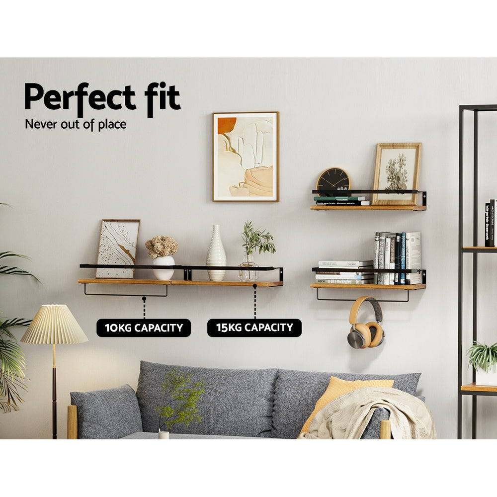 Artiss 2x Floating Wall Shelves Brackets Towel Rail Rack DIY Wall Mount Rack Artiss