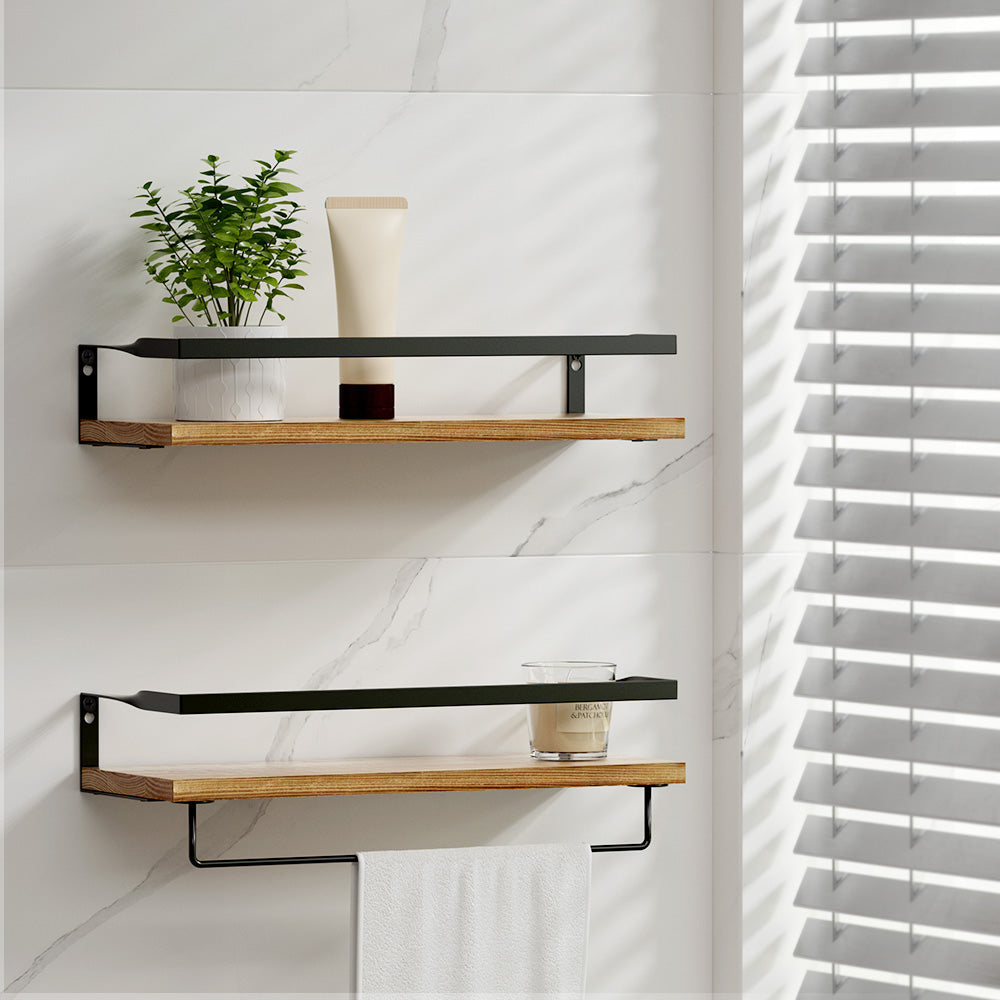 Artiss 2x Floating Wall Shelves Brackets Towel Rail Rack DIY Wall Mount Rack Artiss